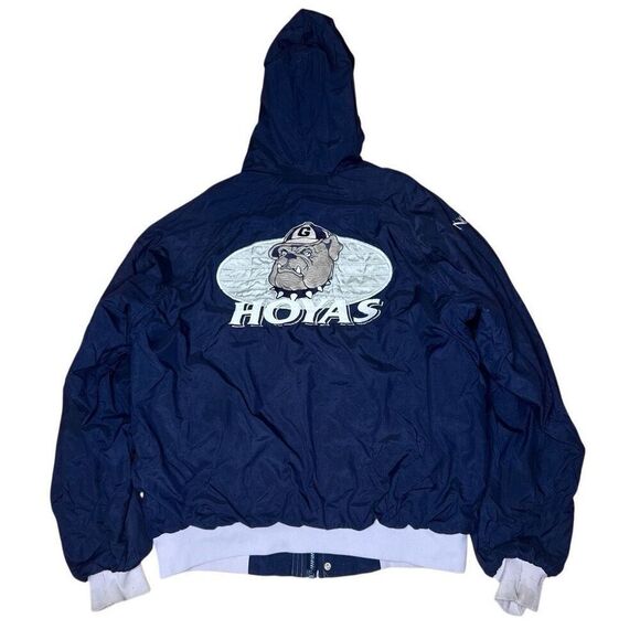 Vintage 90s Georgetown Hoyas Full Zip Hooded Insulated Jacket Large - Picture 1 of 9